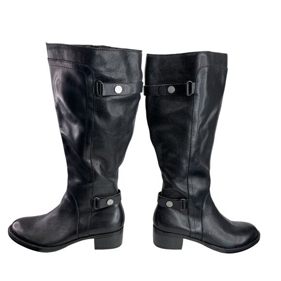 FRANCO SARTO Womens Black Side Zip Knee High L-Crash Riding Boots Size 6.5 WC - Picture 4 of 13
